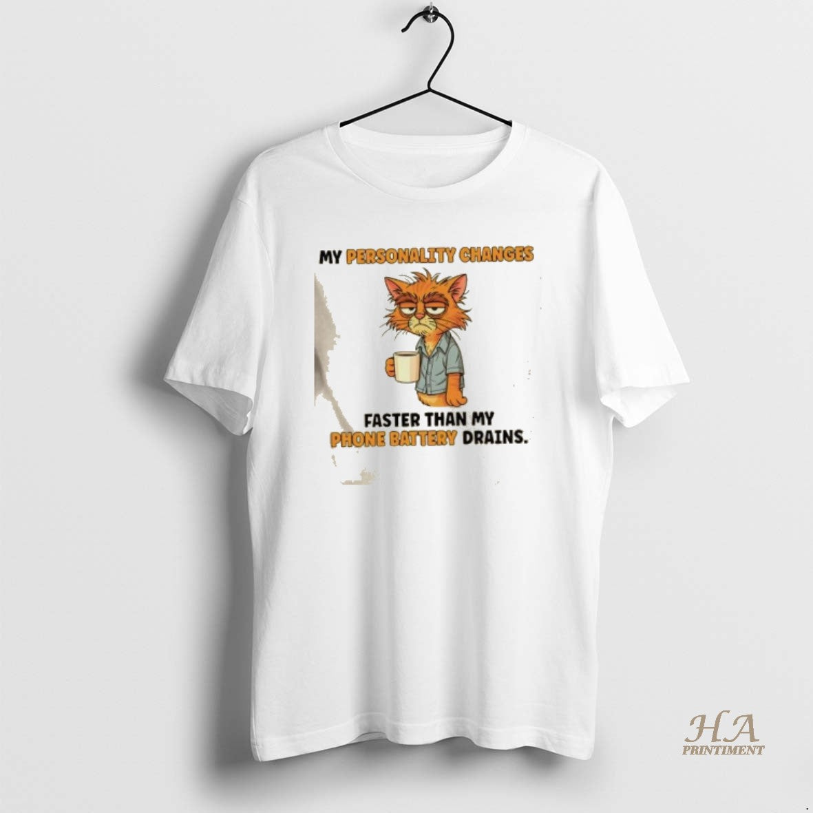 Official Cat My Personality Changes Faster Than My Phone Battery Drains T-Shirts, Hoodie, Sweatshirt | InkNestWear.com