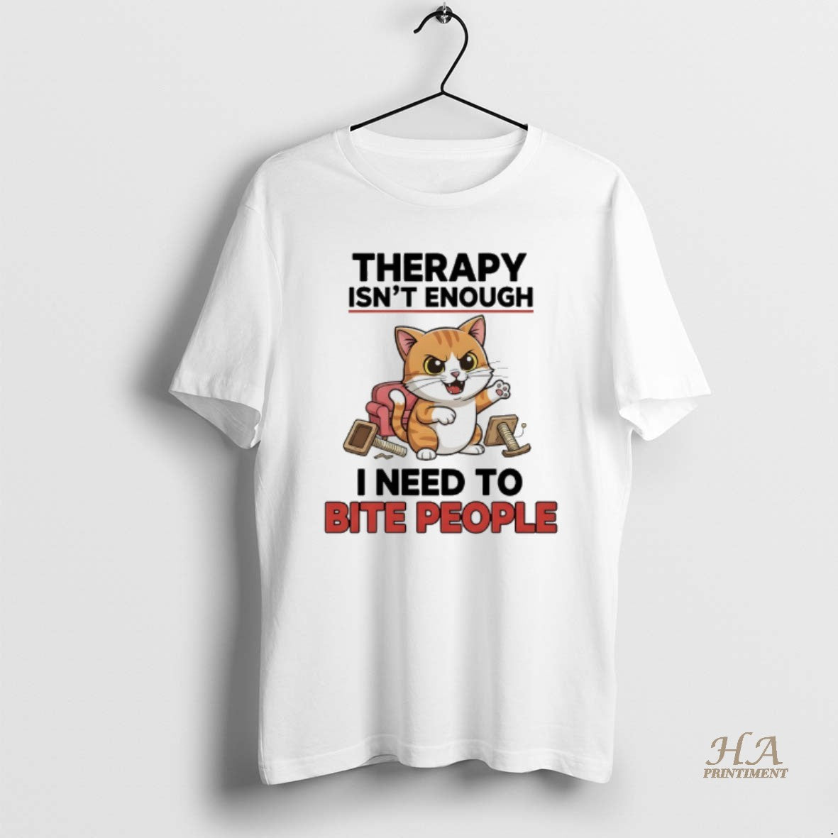Official Cat Therapy Isnt Enough I Need To Bite People T-Shirts, Hoodie, Sweatshirt | InkNestWear.com