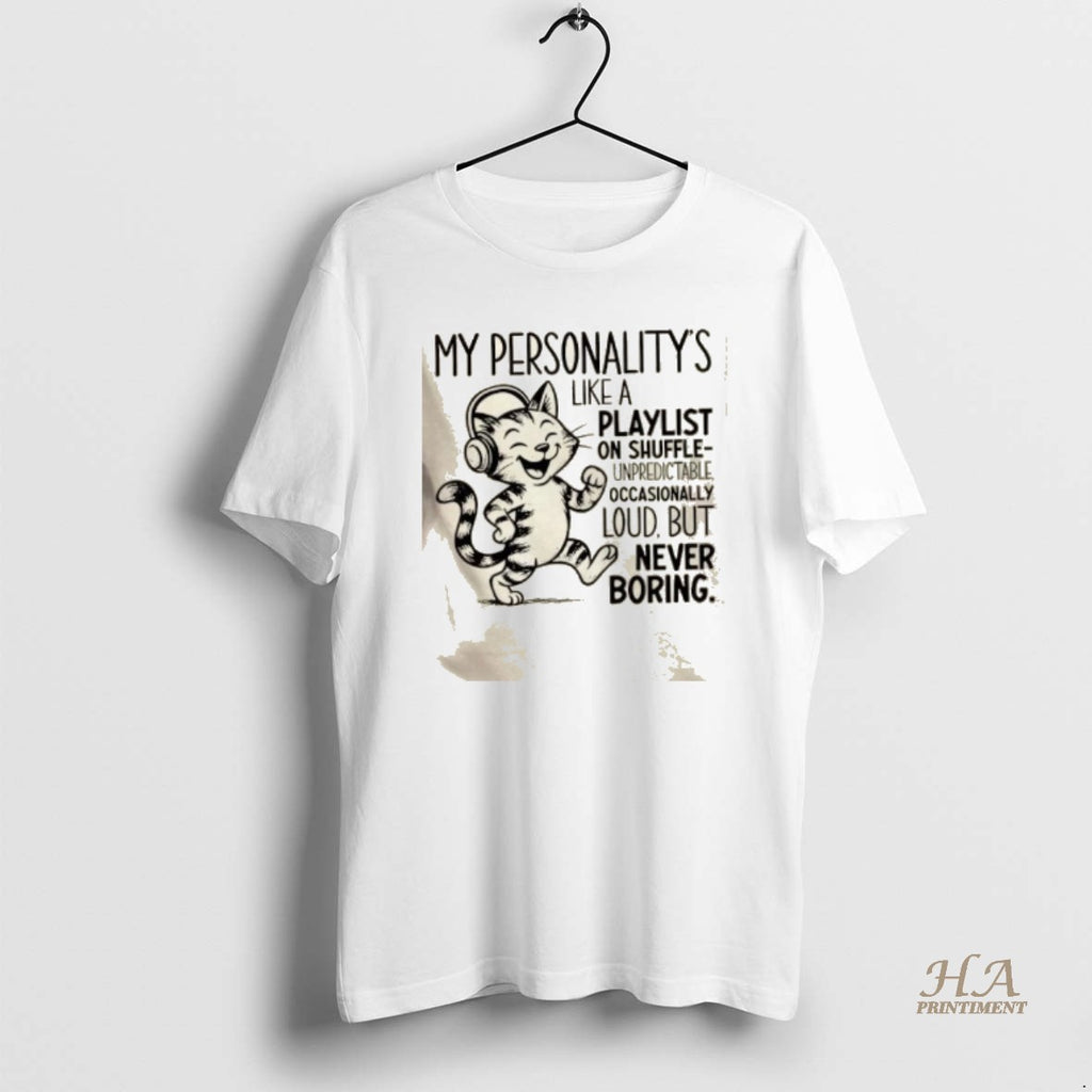 Official Cat Wearing Headphones My Personalitys Like A Playlist On Shuffle T-Shirts, Hoodie, Sweatshirt | InkNestWear.com