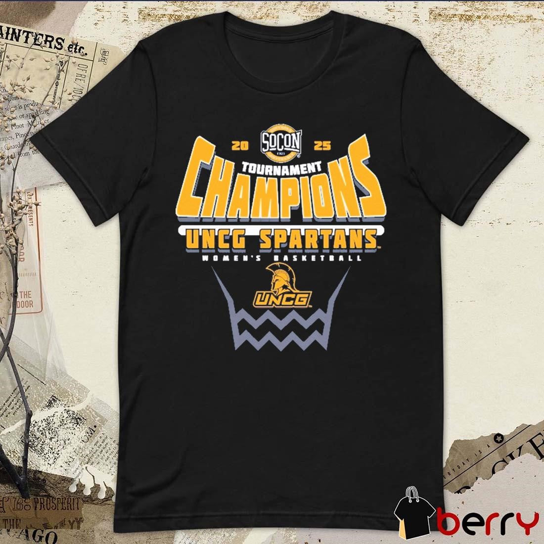 Champions Tournament UNCG Spartans Women’s Basketball 2025 SoCon Conference Logos t-shirt