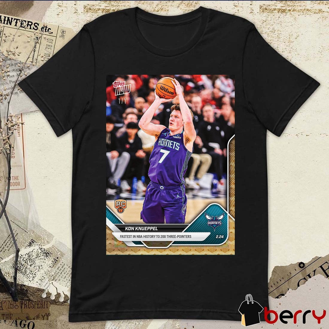 Charlotte Hornets Kon Knueppel Fastest In NBA History To 200 Three-Pointers Poster t-shirt