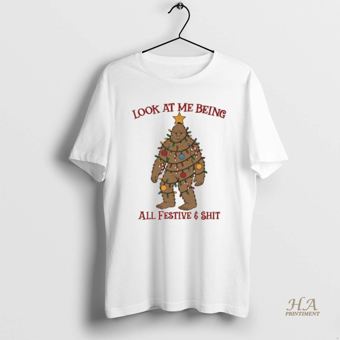 Official Christmas Big Foot Look At Me Being All Festive Shit T-Shirts, Hoodie, Sweatshirt | InkNestWear.com