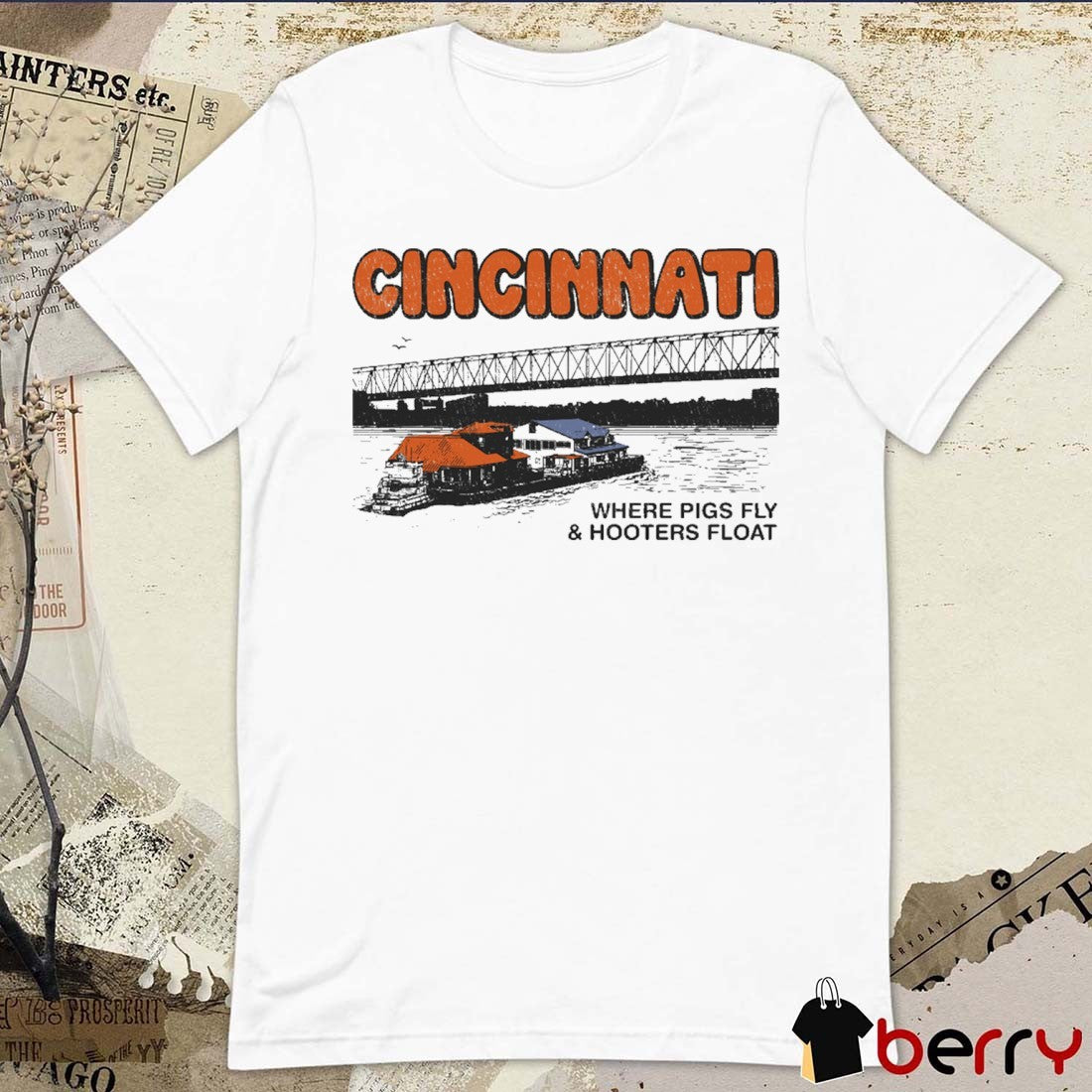 Cincinnati Where Pigs Fly And Hooters Float Football Teams Painting t-shirt