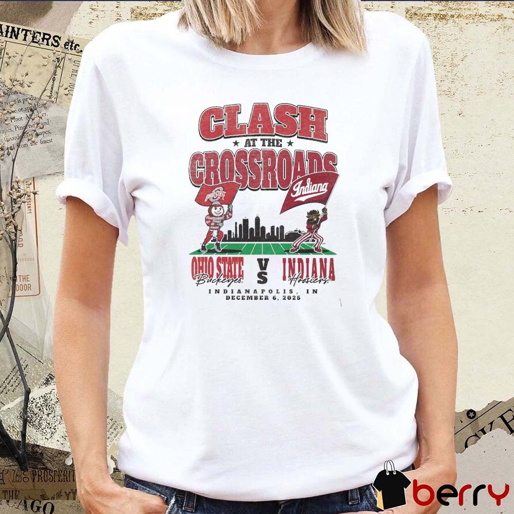 Clash At The Crossroads Ohio State Buckeyes vs Indiana Hoosiers 2025 Mascot Matchup Indianapolis IN December 6 2025 t-shirt