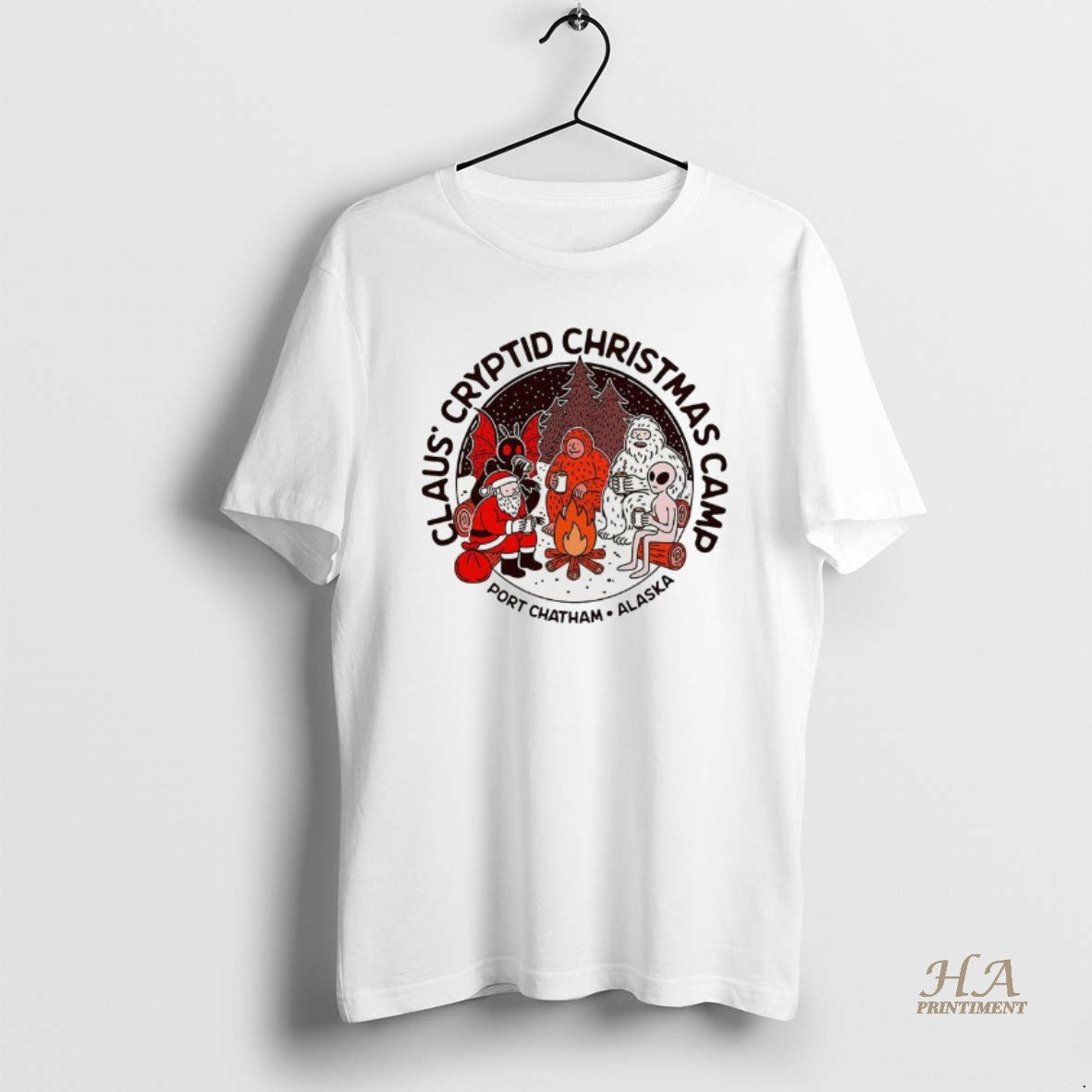 Official Claus Cryptid Christmas Camp Rustic Port Chatham Alaska T-Shirts, Hoodie, Sweatshirt | InkNestWear.com