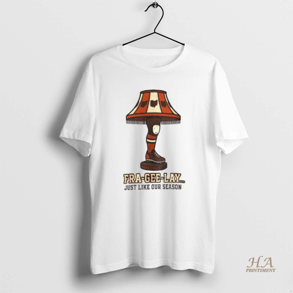 Official Cleveland Browns Festive Football Holiday Fra Gee Lay Just Like Our Season T-Shirts, Hoodie, Sweatshirt