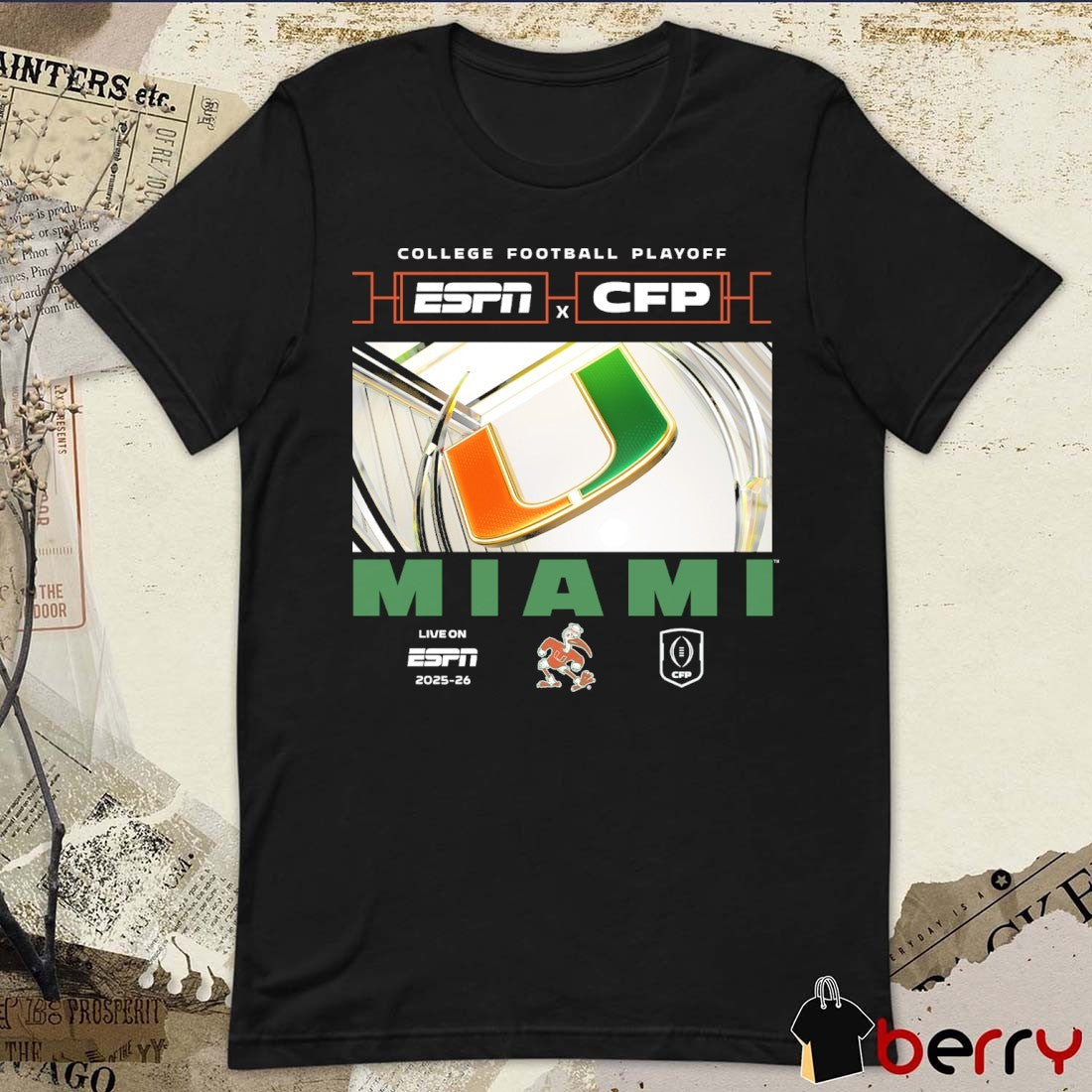 College Football Playoff Miami Hurricanes CFP X ESPN College Gameday 2025-26 t-shirt