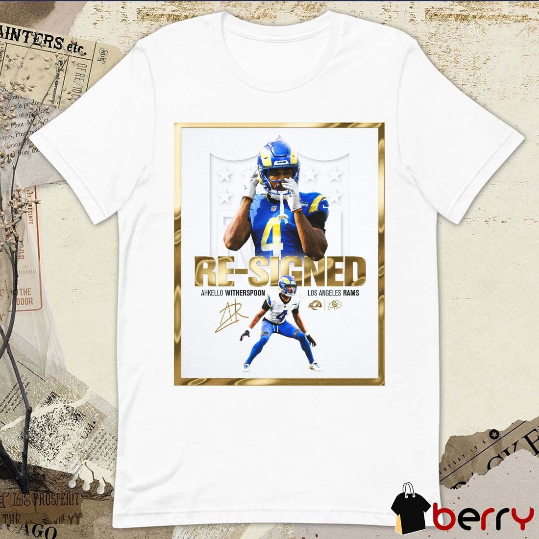 Colorado Buffaloes Football Re-Signed Ahkello Witherspoon Los Angeles Rams Signature Poster t-shirt