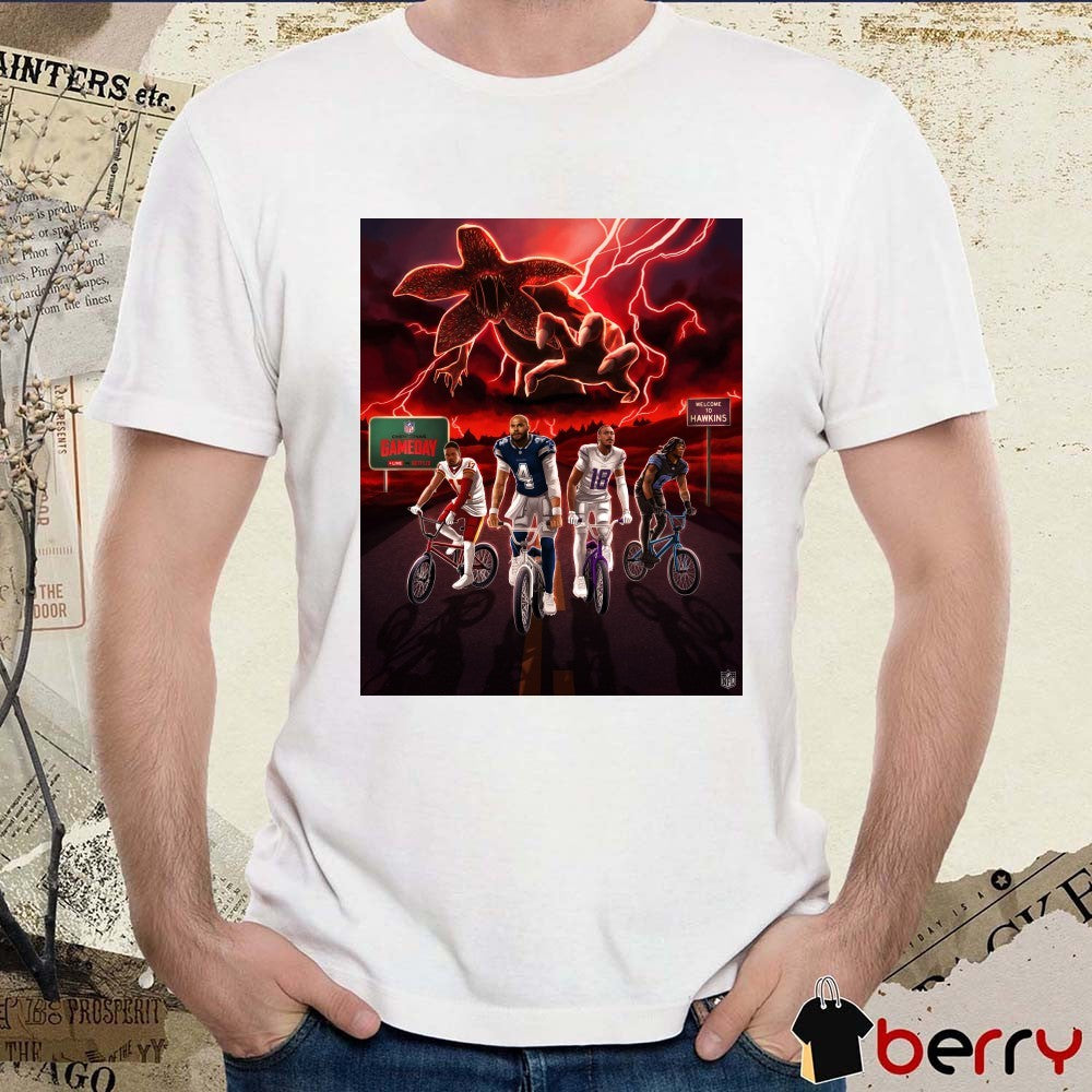 Commanders, Cowboys, Vikings and Lions 2025 NFL Christmas Gameday Welcome To Hawkins Poster t-shirt