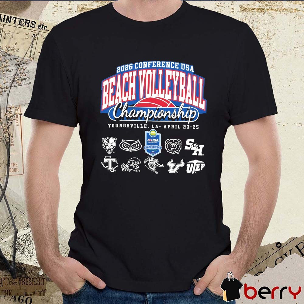 Conference USA Beach Volleyball – Champion Youngsville LA April 23-25 2026 Logos t-shirt