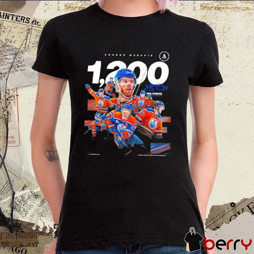 Connor Mcdavid Of The Edmonton Oilers Reaching 1,200 Career NHL Points Signature t-shirt