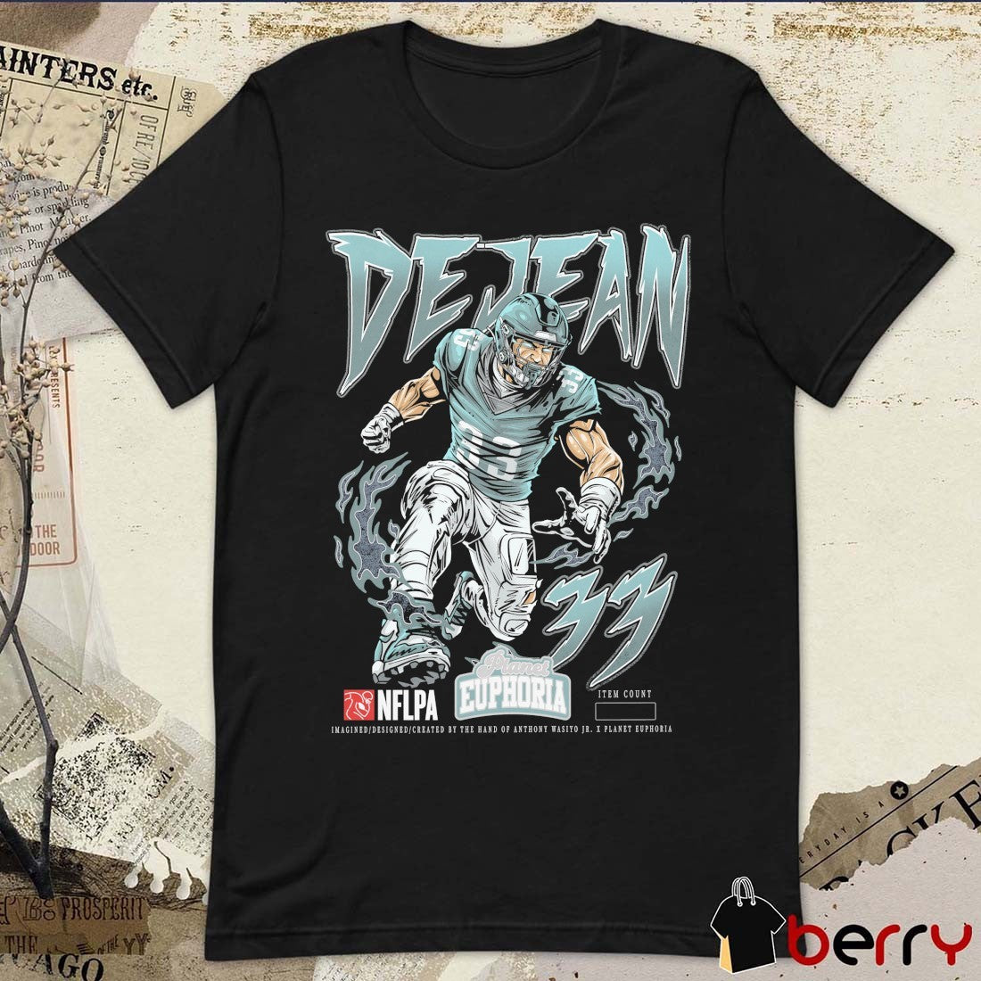 Cooper DeJean Philadelphia Eagles V2 NFL Player Planet Euphoria Graphic t-shirt