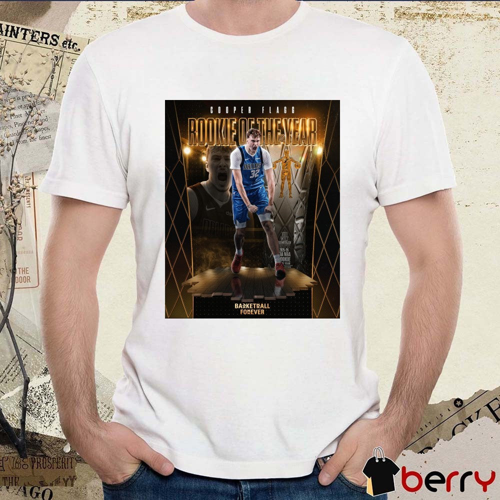 Cooper Flagg Dallas Mavericks 2025-26 NBA Rookie of the Year Award Poster t-shirt