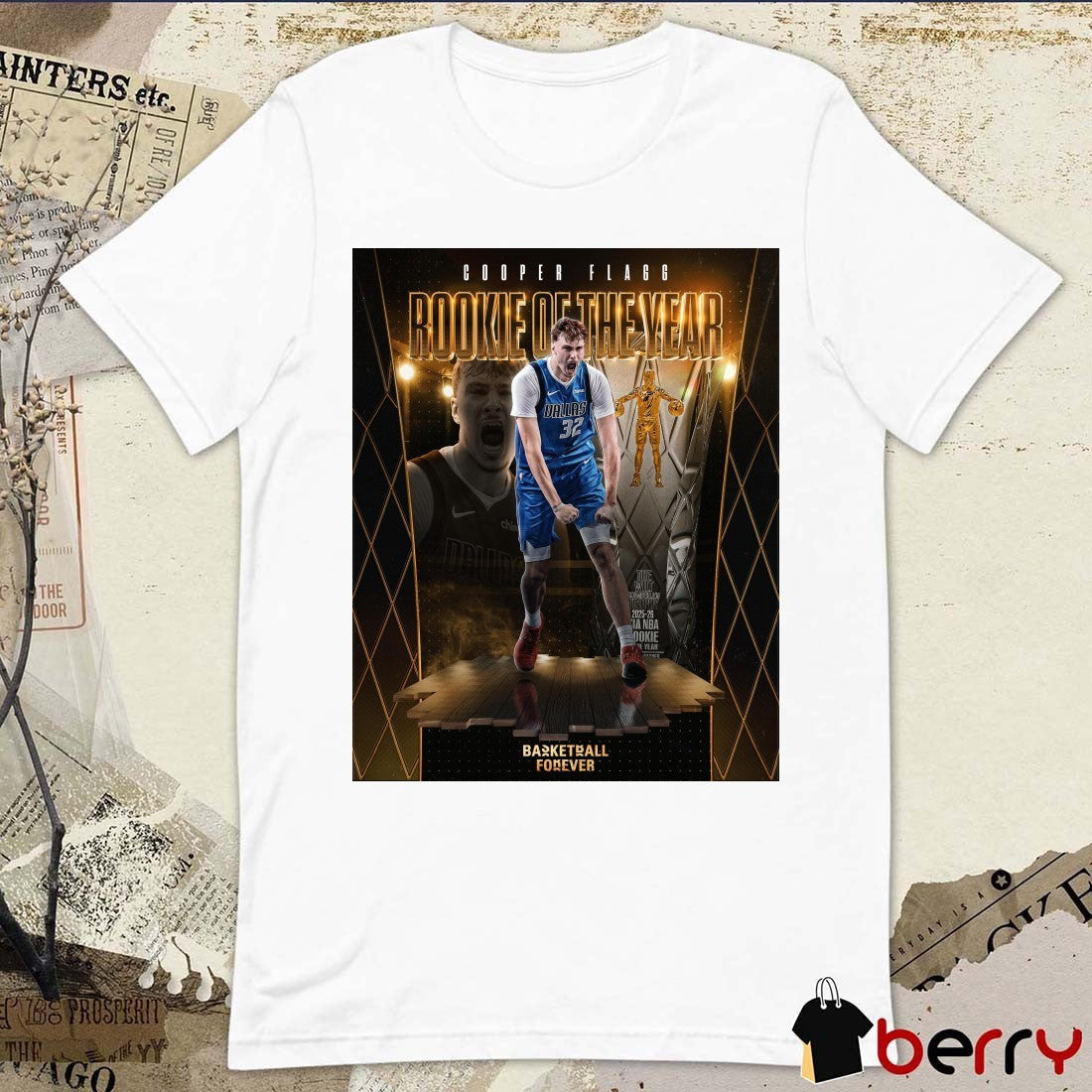 Cooper Flagg Dallas Mavericks 2025-26 NBA Rookie of the Year Award Poster t-shirt