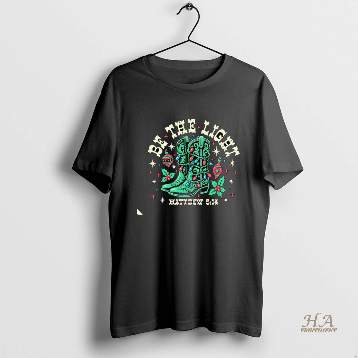 Official Cowboy Boots Be The Light Matthew 5 14 Christmas T-Shirts, Hoodie, Sweatshirt | InkNestWear.com