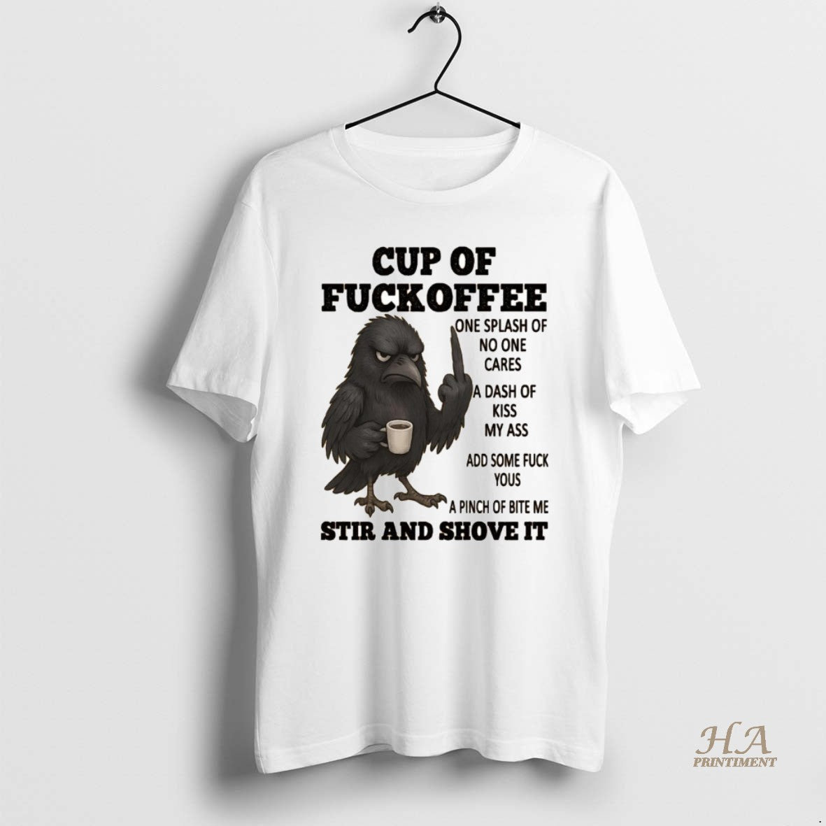 Official Crow Cup Of Fuckoffee One Splash Of No One Cares T-Shirts, Hoodie, Sweatshirt | InkNestWear.com