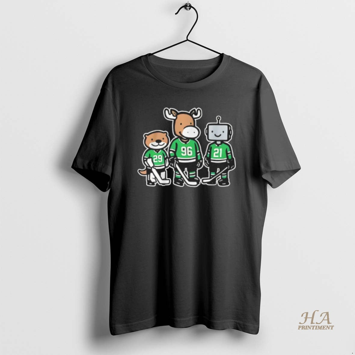 Official Dallas Hockey Jake Oettinger Mikko Rantanen And Jason Robertson Otter Moose And Robo Guys T-Shirts, Hoodie,...