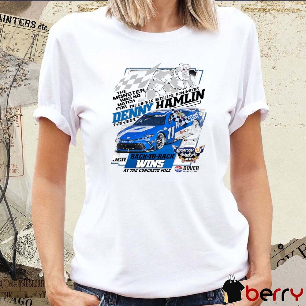 Denny Hamlin Checkered Flag Sports 2025 Autotrader EchoPark Automotive 400 Race Win At The Concrete Mile t-shirt