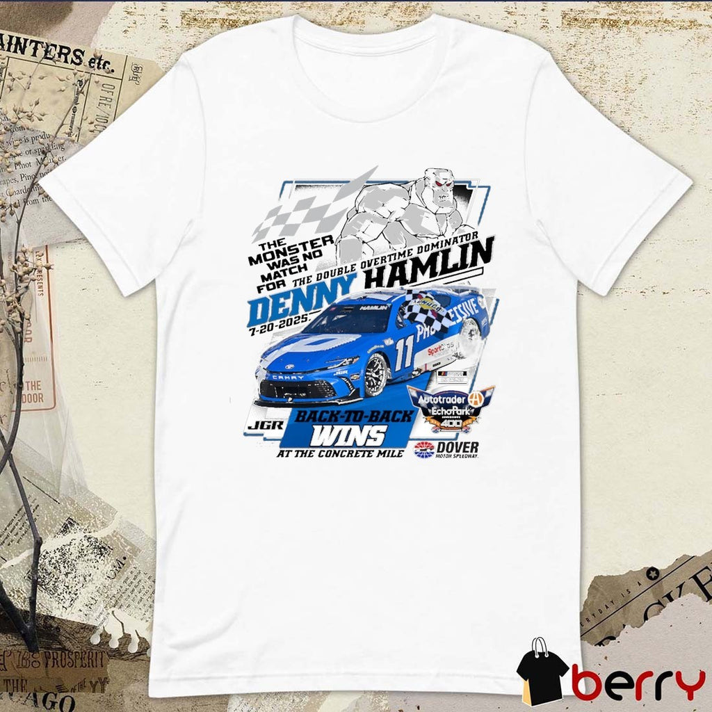 Denny Hamlin Checkered Flag Sports 2025 Autotrader EchoPark Automotive 400 Race Win At The Concrete Mile t-shirt