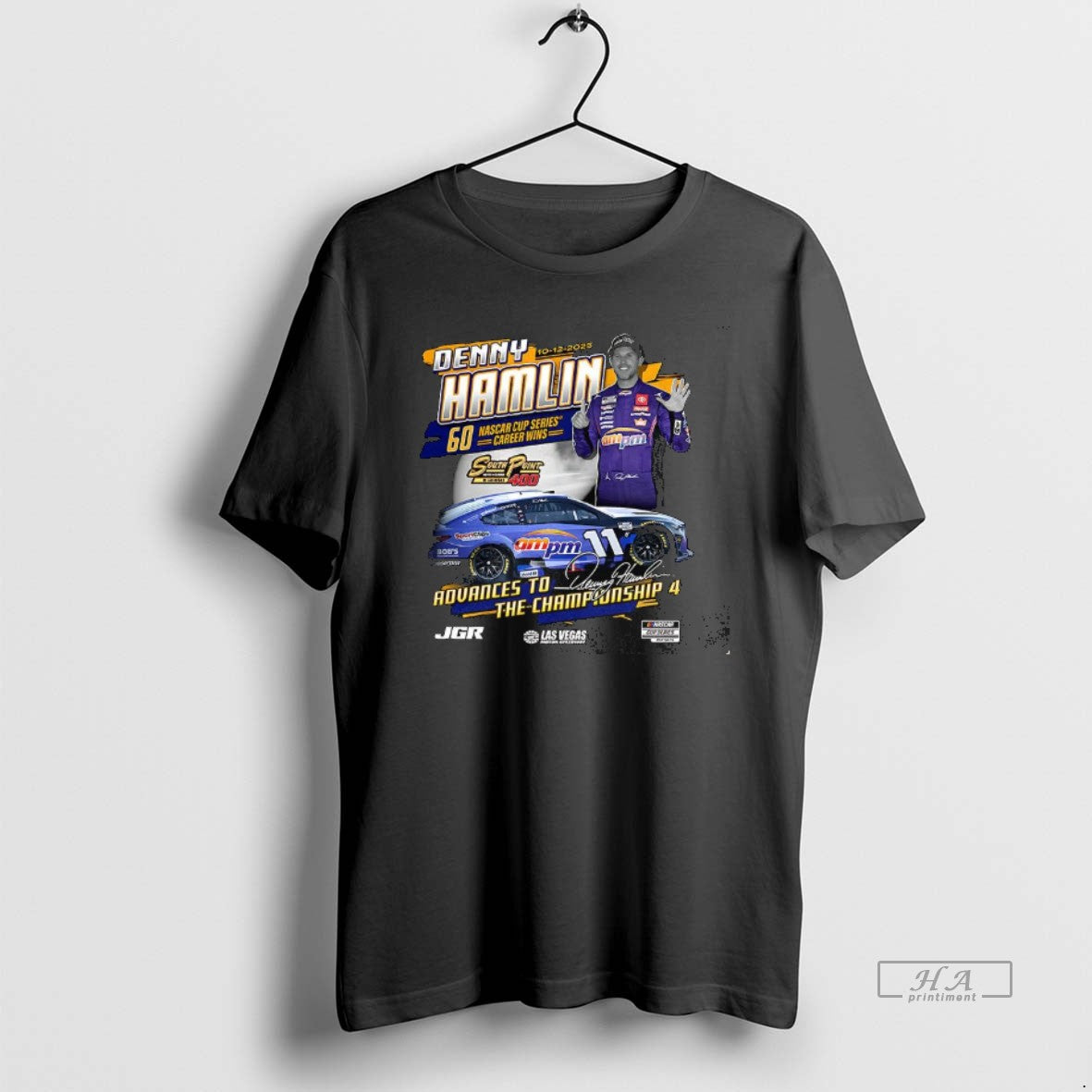 Official Denny Hamlin Checkered Flag Sports 2025 South Point 400 Race Winner Signature