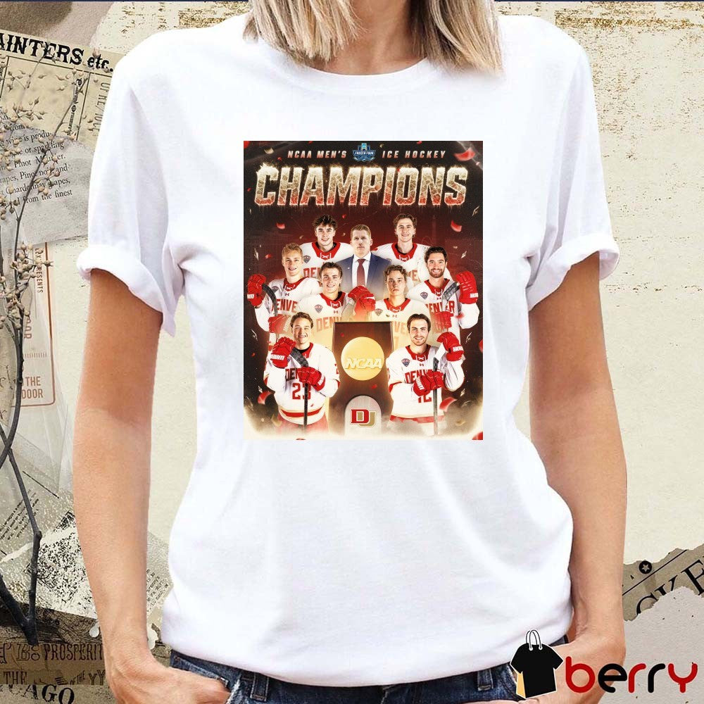 Denver Pioneers Defeated The Wisconsin Badgers 11th NCAA Men’s Ice Hockey National Championship Title Poster t-shirt