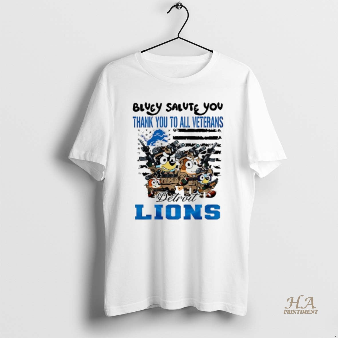 Official Detroit Lions Bluey Salute You Thank You To All Veterans T-Shirts, Hoodie, Sweatshirt | InkNestWear.com