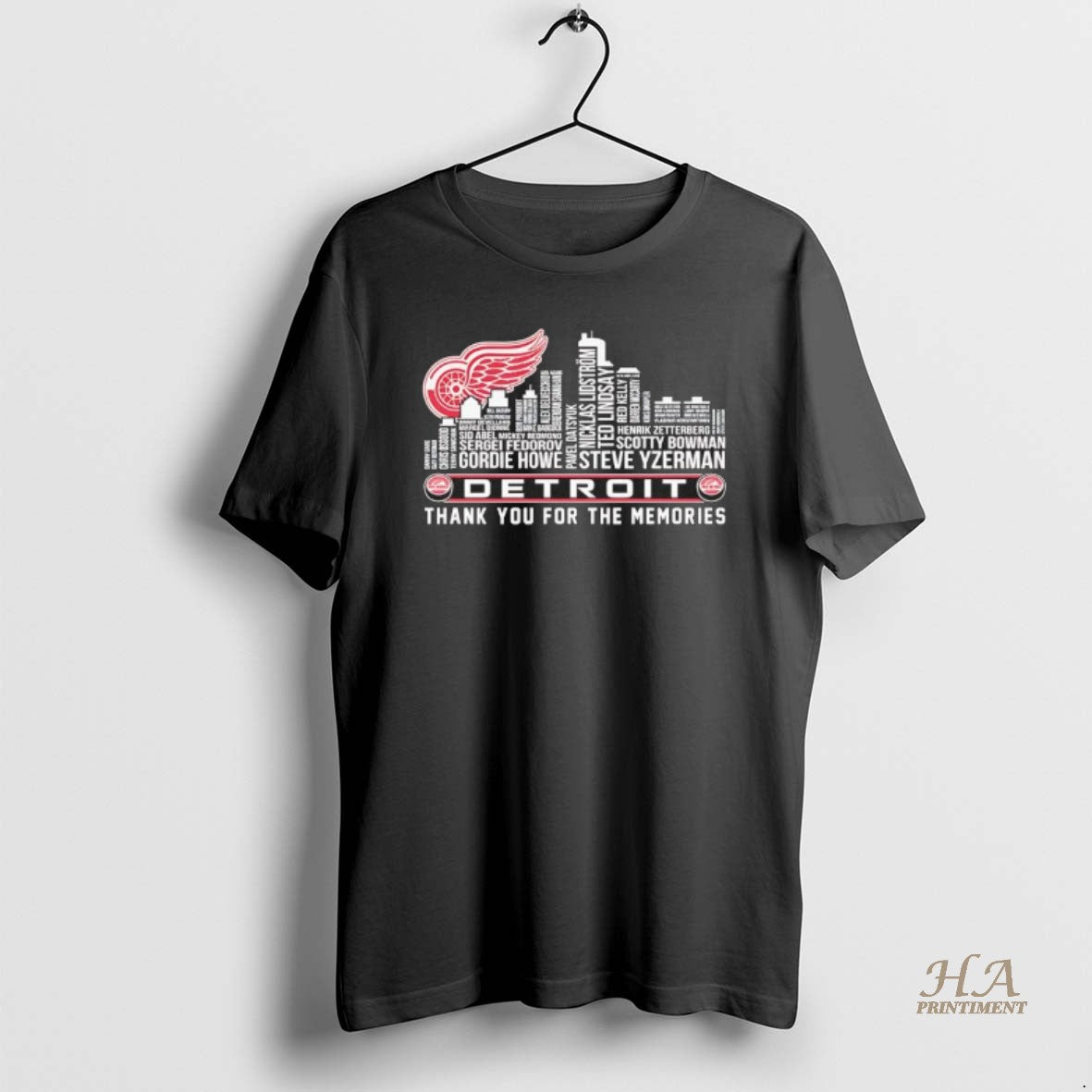 Official Detroit Red Wings Players Names City Skyline Thank You For The Memories T-Shirts, Hoodie, Sweatshirt