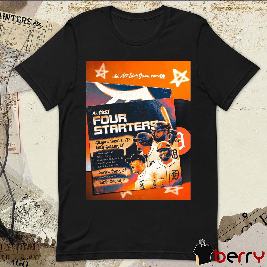 Detroit Tigers MLB All-Star Game 2025 Al-Best Four Starters Rorres Greene Baez Skubal Poster t-shirt