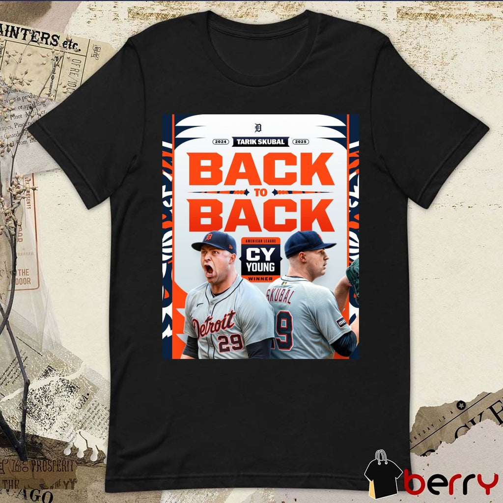 Detroit Tigers Tarik Skubal American League AL Cy Young Awards in 2024 and 2025 Poster t-shirt