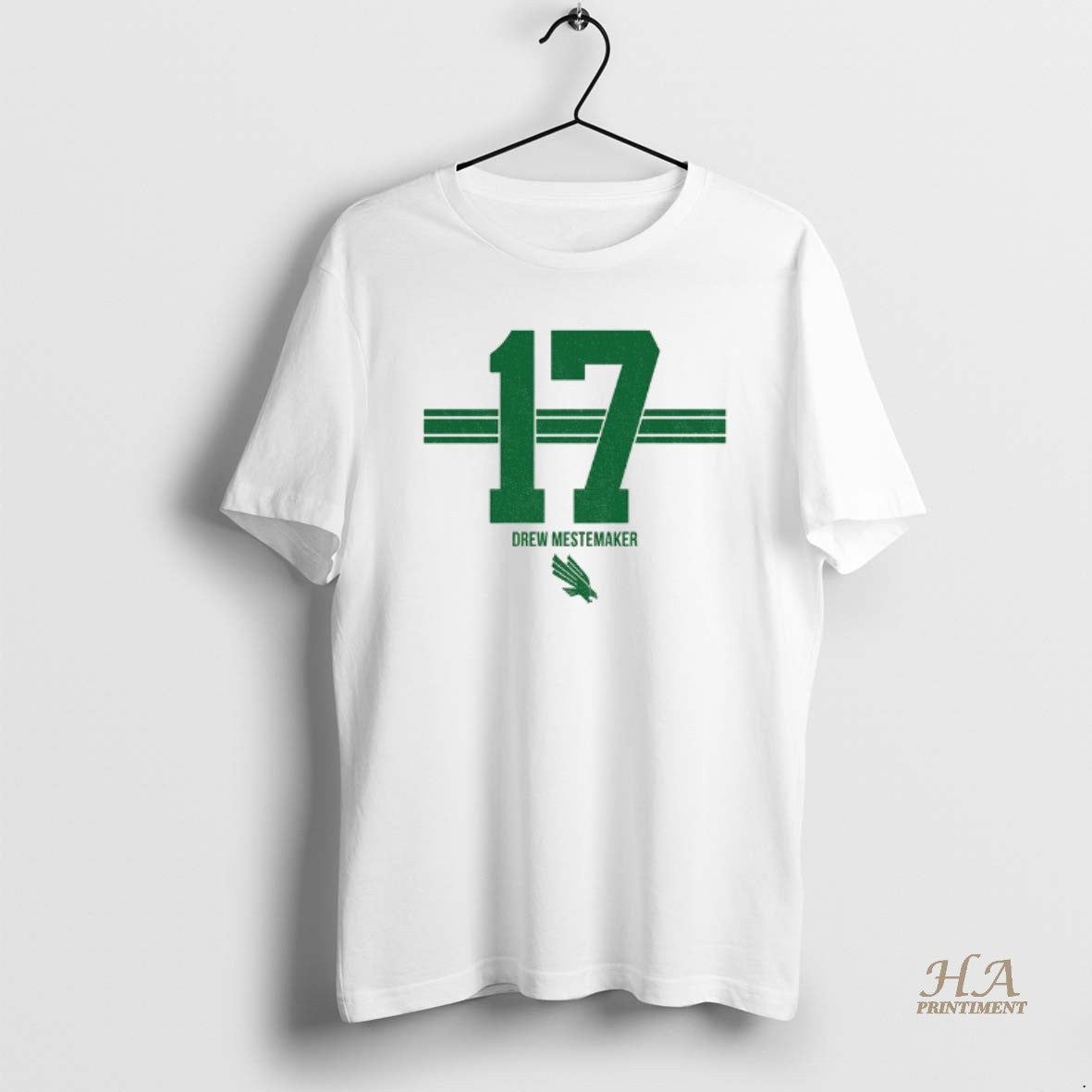 Official Drew Mestemaker 17 Stripe North Texas Mean Green Football Logo T-Shirts, Hoodie, Sweatshirt | InkNestWear.com