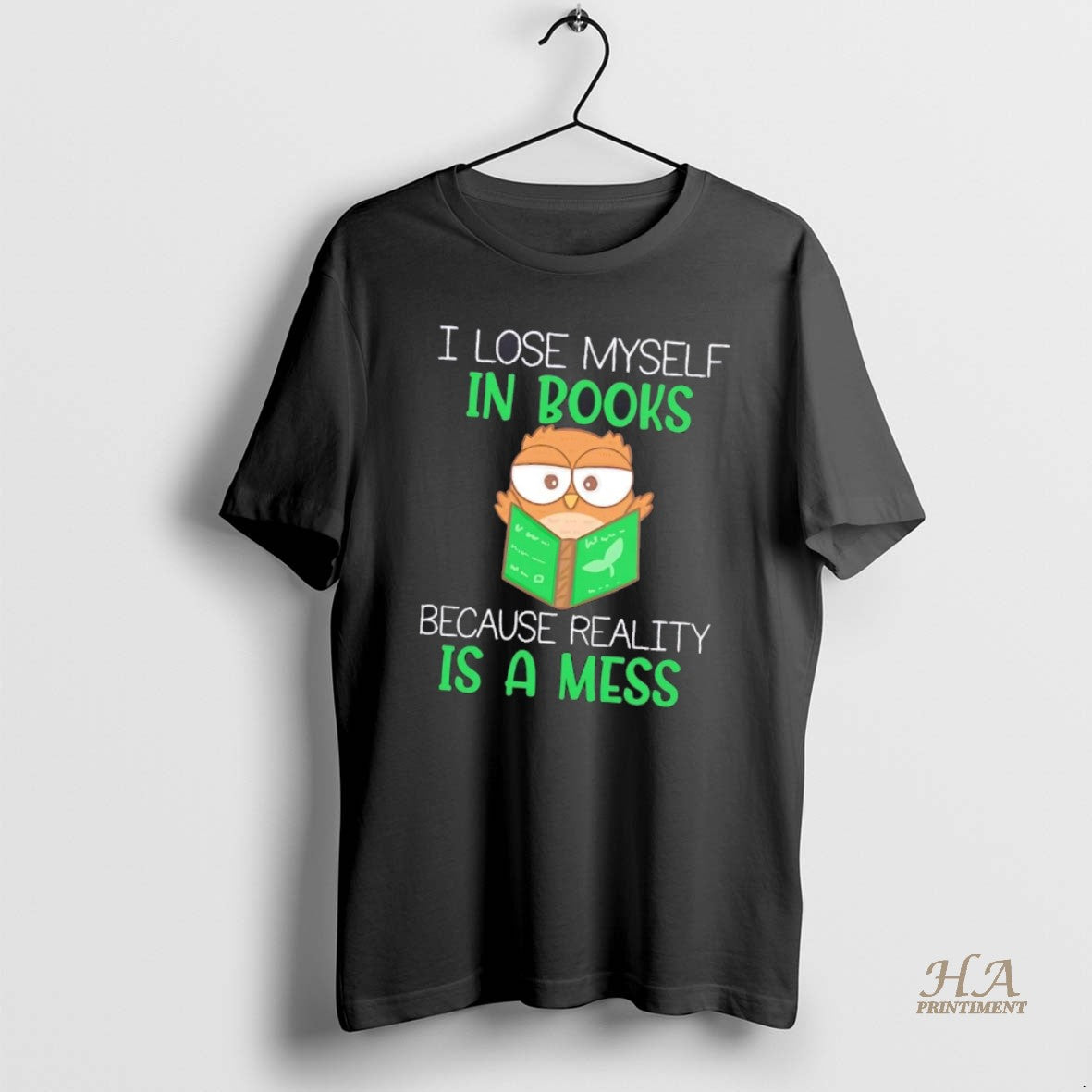 Official Dujojhky Owl I Lose Myself In Books Because Reality Is A Mess T-Shirts, Hoodie, Sweatshirt | InkNestWear.com