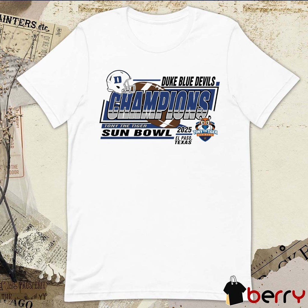 Duke Blue Devils Champions Tony The Tiger Sun Bowl 2025 El Paso Texas Helmet t-shirt