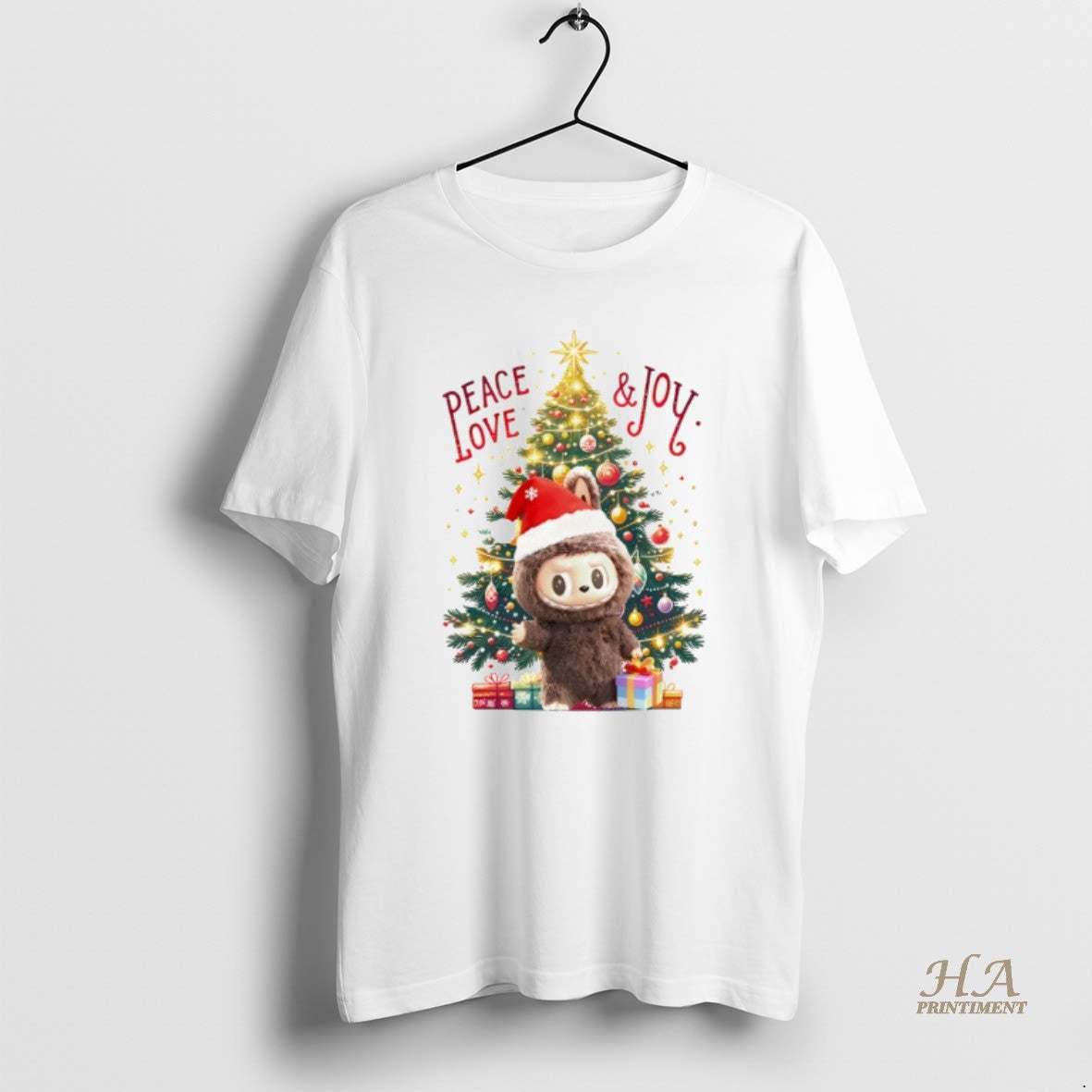 Official Festive Labubu Peace Love Joy Cartoon Christmas Tree T-Shirts, Hoodie, Sweatshirt | InkNestWear.com