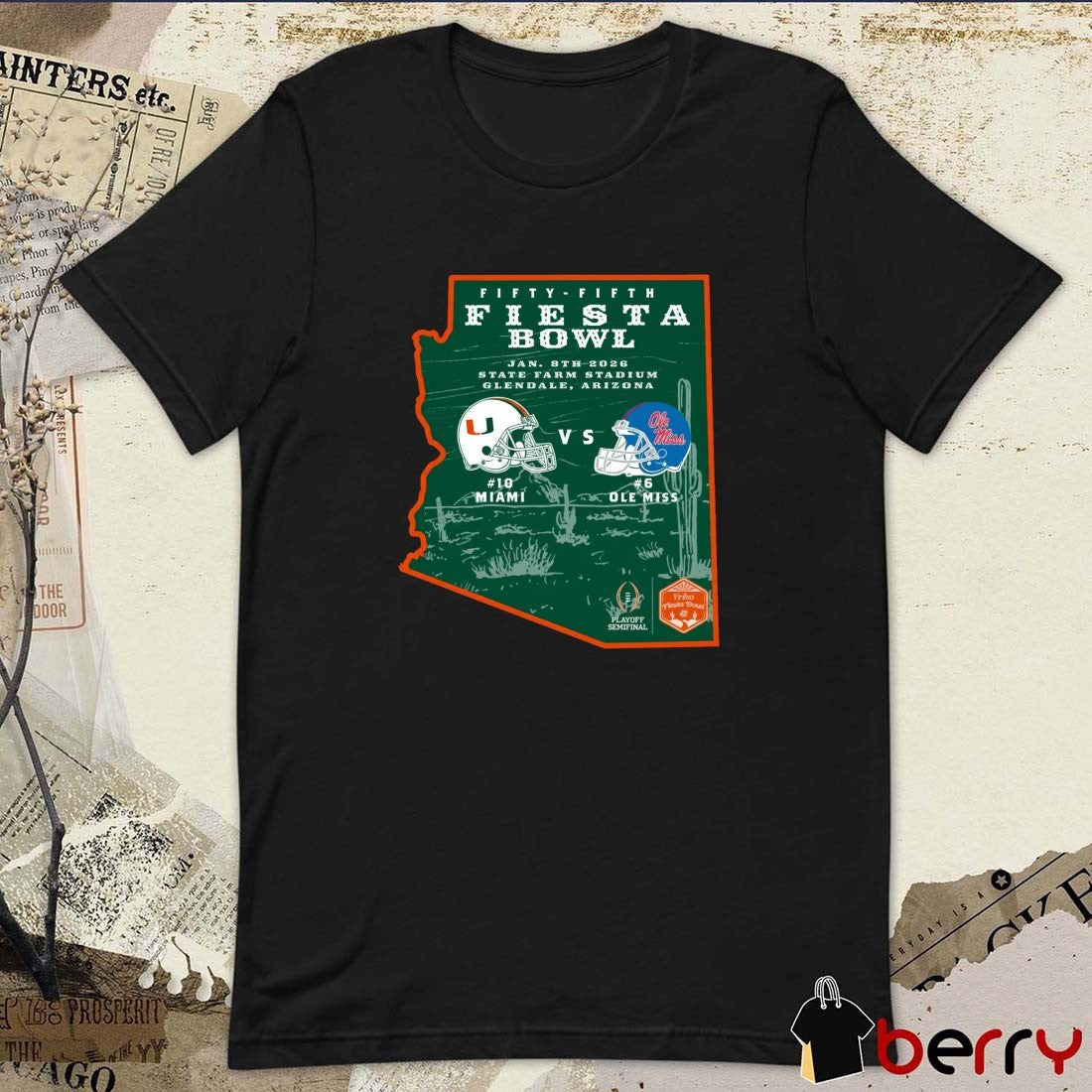 Fifty-Fifth Fiesta Bowl Ole Miss Rebels Vs Miami Hurricanes State Farm Stadium 2026 t-shirt