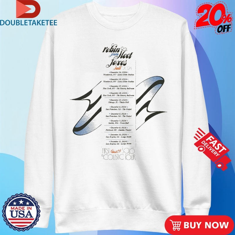 Fleet Foxes Robin First Last Solo Acoustic Tour 2024 T-shirts