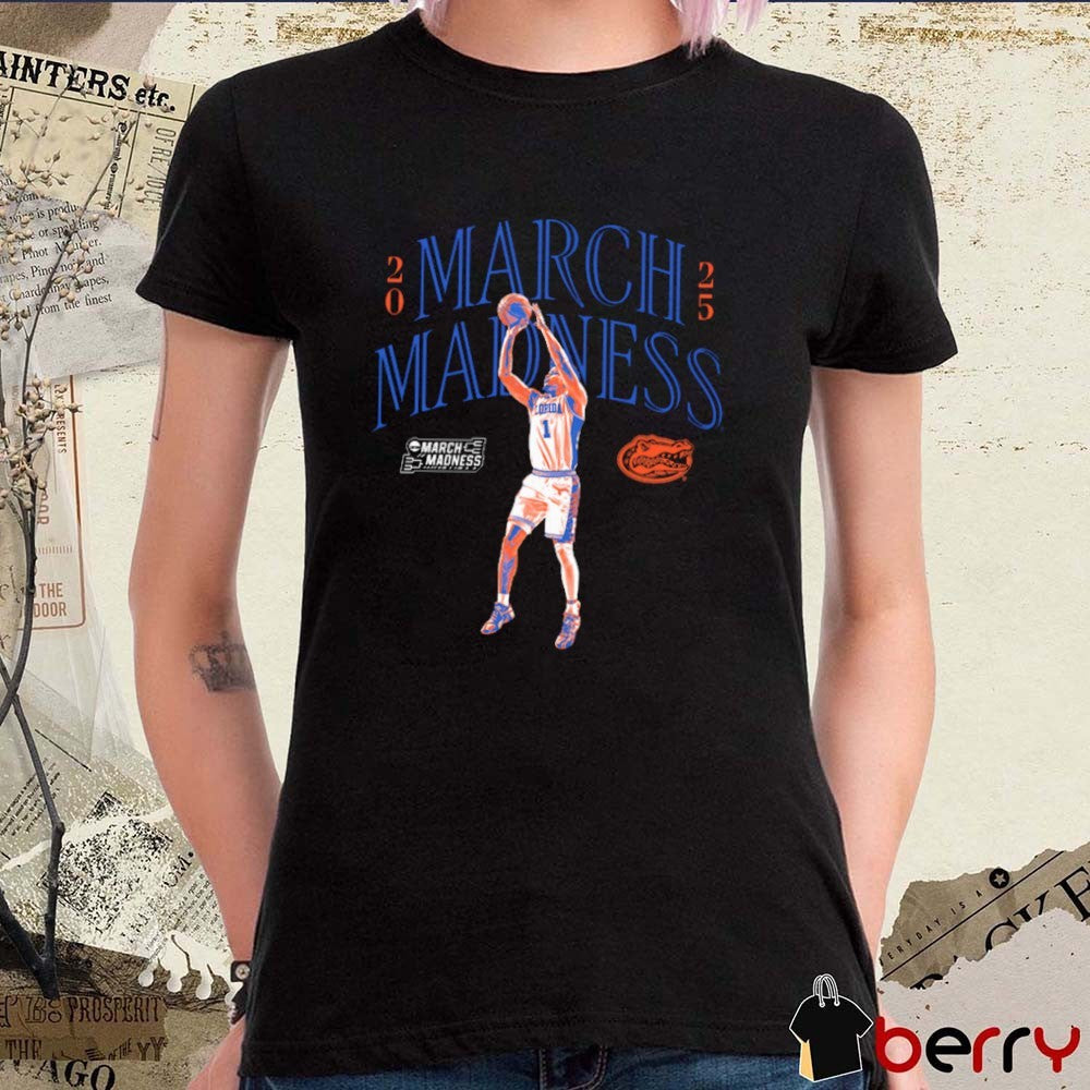 Florida Gators Basketball Walter Clayton Jr. Illustrated 2025 NCAA March Madness Graphic t-shirt