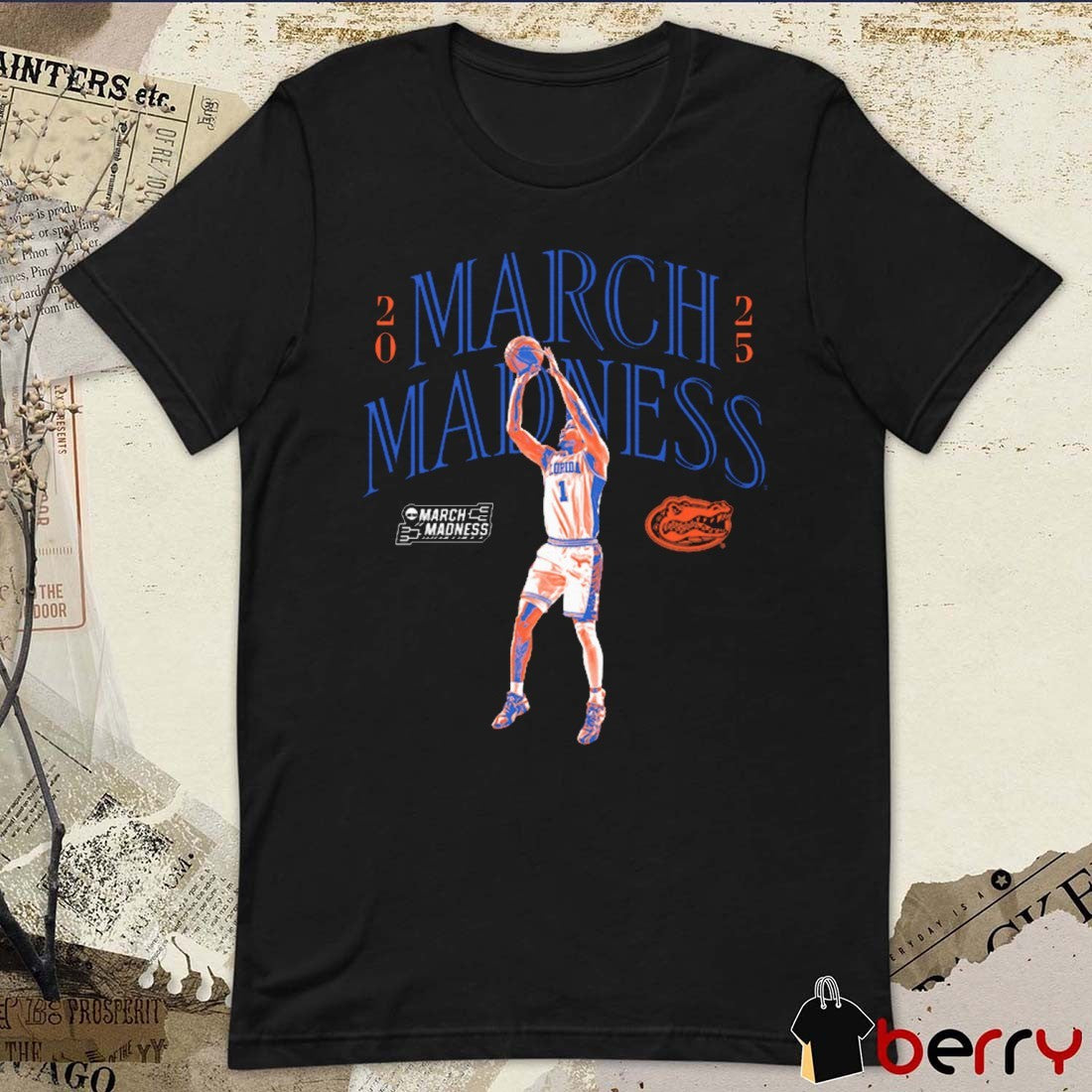 Florida Gators Basketball Walter Clayton Jr. Illustrated 2025 NCAA March Madness Graphic t-shirt