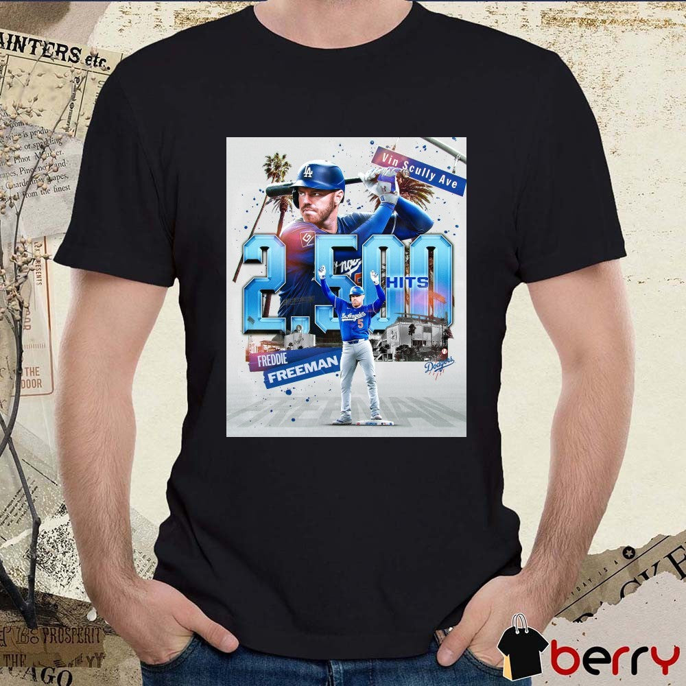 Freddie Freeman Los Angeles Dodgers MLB 2,500th Hit Vin Scully Ave Poster Poster t-shirt