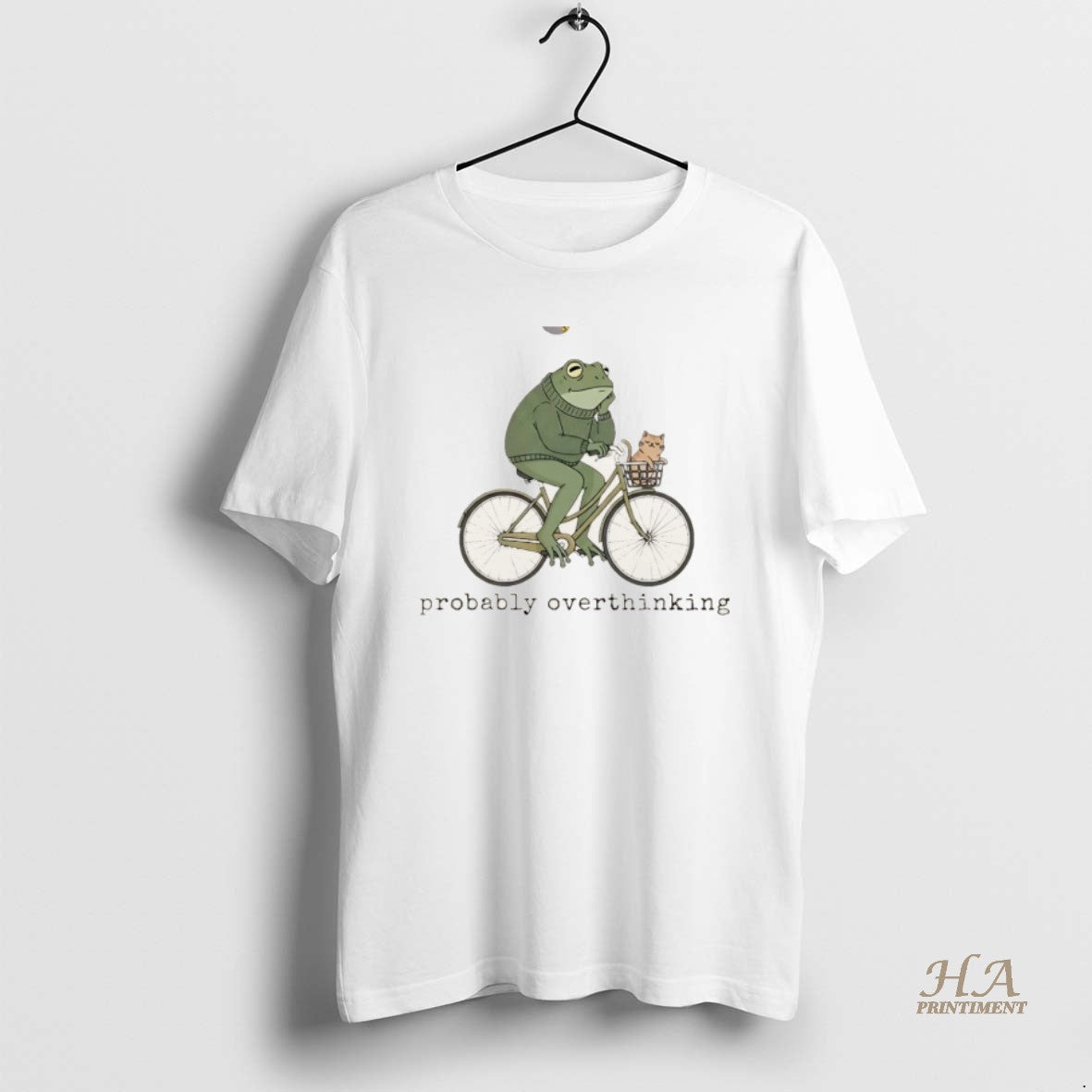 Official Frog Riding A Bike With Cat Probably Overthinking Funny Meme Christmas T-Shirts, Hoodie, Sweatshirt