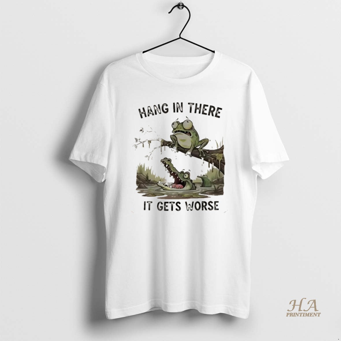 Official Frog And Alligator Hang In There It Gets Worse Christmas T-Shirts, Hoodie, Sweatshirt | InkNestWear.com