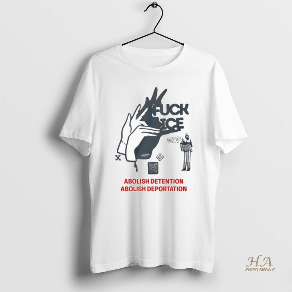 Official Fuck Ice And No Kings Abolish Detention Abolish Deportation Hand T-Shirts, Hoodie, Sweatshirt | InkNestWear.com