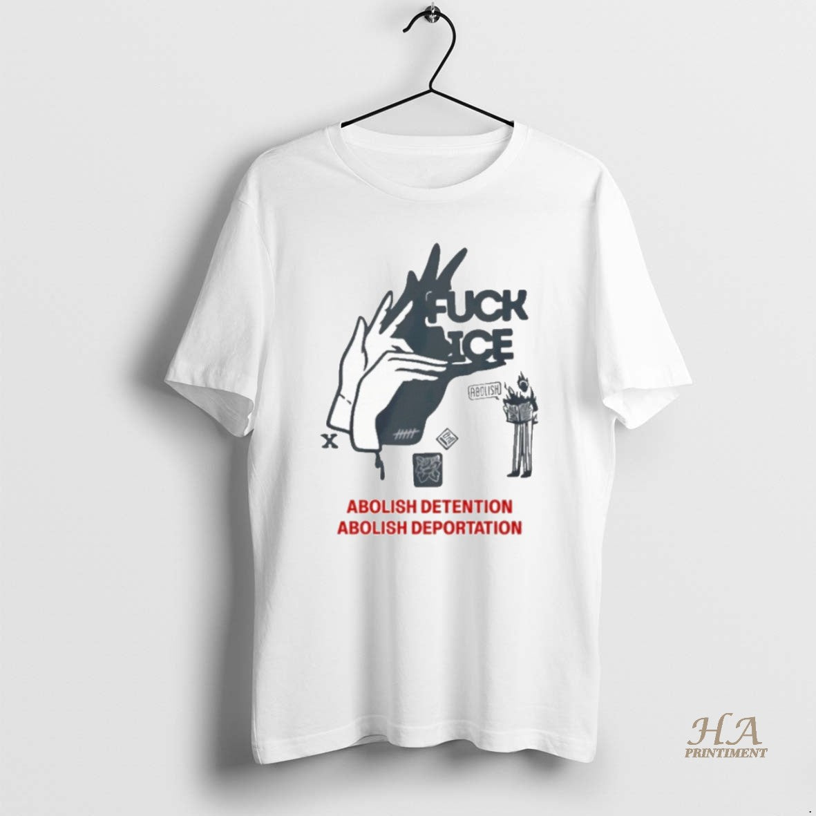 Official Fuck Ice And No Kings Abolish Detention Abolish Deportation Hand T-Shirts, Hoodie, Sweatshirt | InkNestWear.com