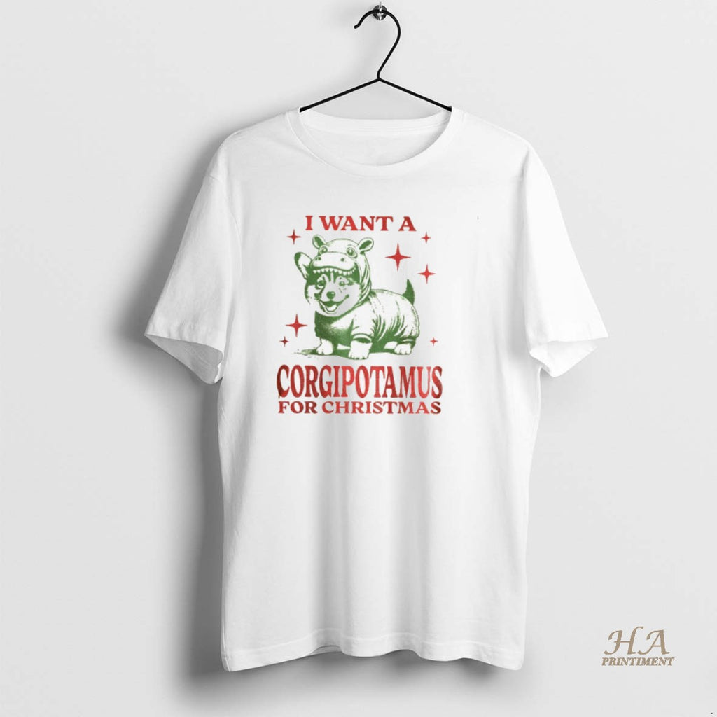 Official Funny Corgi Christmas I Want A Corgipotamus For Christmas T-Shirts, Hoodie, Sweatshirt | InkNestWear.com