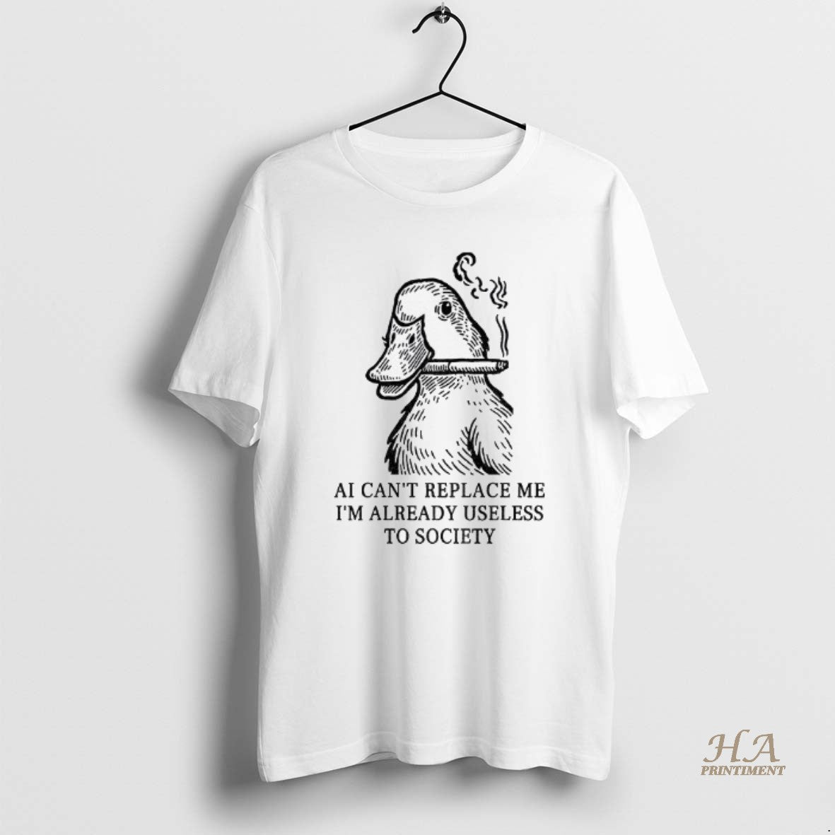 Official Funny Smoking Duck Ai Cant Replace Me Im Already Useless To Society T-Shirts, Hoodie, Sweatshirt | InkNestWear.com