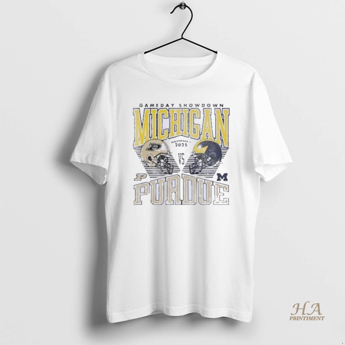 Official Gameday Showdown Michigan Vs Purdue 2025 Helmet T-Shirts, Hoodie, Sweatshirt | InkNestWear.com