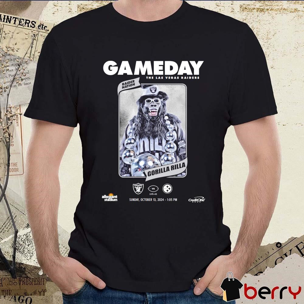 Gameday The Las Vegas Raiders Vs Pittsburgh Steelers Nation Gorilla Rilla Oct 13 2024 t-shirt