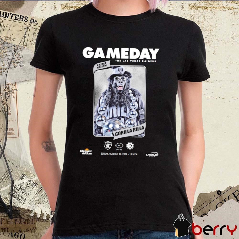 Gameday The Las Vegas Raiders Vs Pittsburgh Steelers Nation Gorilla Rilla Oct 13 2024 t-shirt