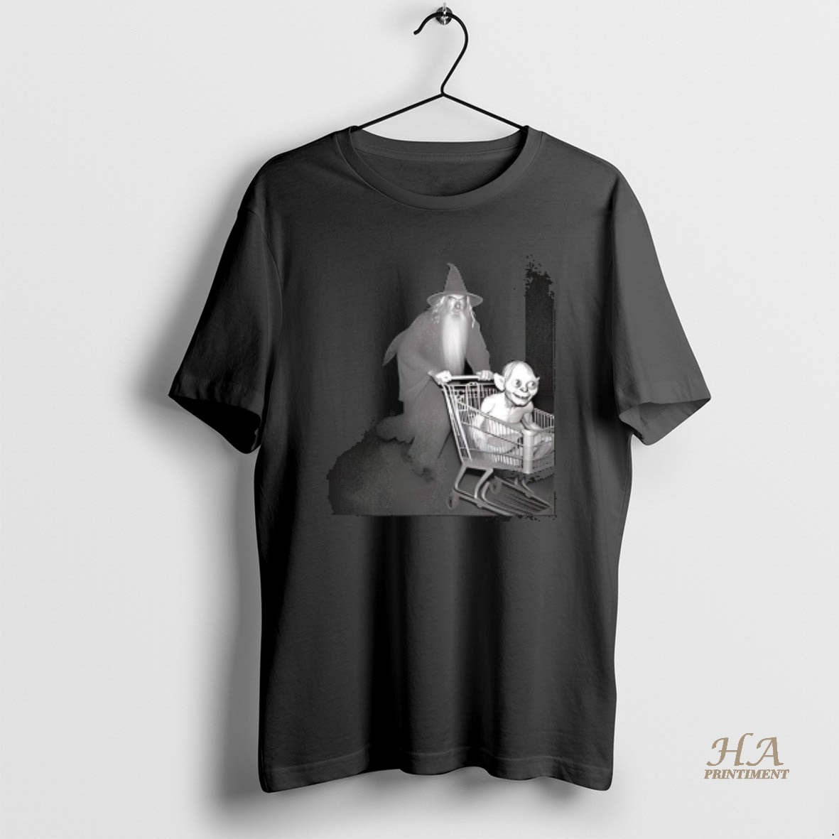 Official Gandalf Pushing Gollum In Shopping Cart The Lord Of The Rings T-Shirts, Hoodie, Sweatshirt | InkNestWear.com