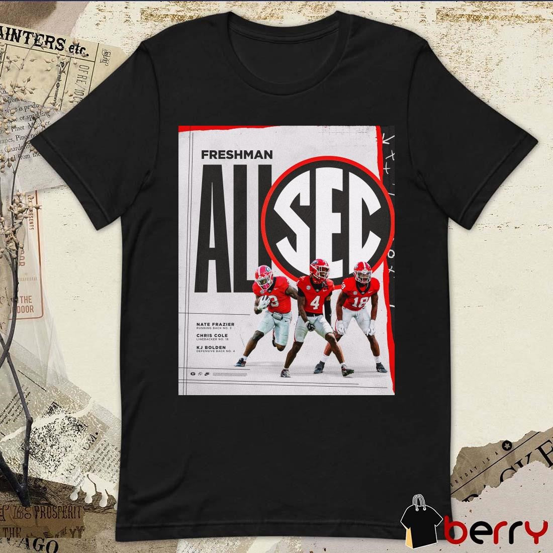 Georgia Bulldogs All-SEC Freshman Dawgs Nate Frazier Chris Cole KJ Bolden 2024 Poster t-shirt