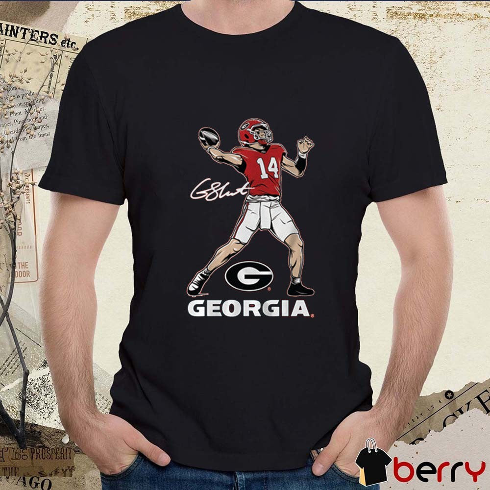 Georgia Bulldogs Football NCAA Gunner Stockton Superstar Pose Signature t-shirt